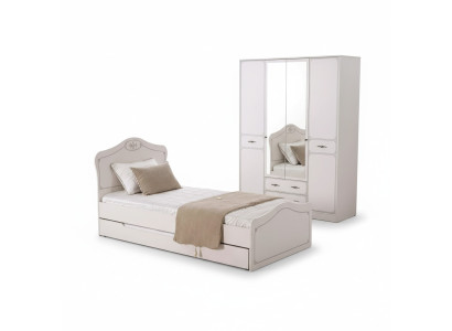 Bed Uittrekbaar functioneel bed Kinderbed Bedframe Wit Hout Bedden