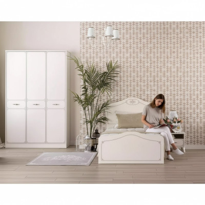 Volledige kinderbed functioneel bed uittrekbaar set 3-delig Hout Wit