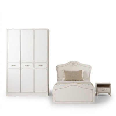 Volledige kinderbed functioneel bed uittrekbaar set 3-delig Hout Wit