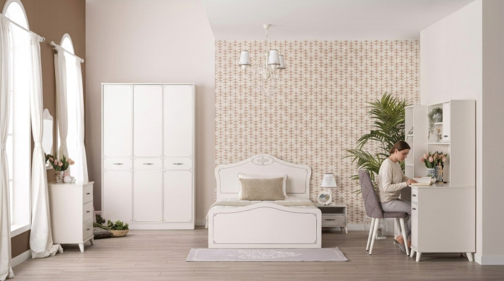 Compleet jeugdbed functioneel bed uittrekbaar set 8 delig hout wit