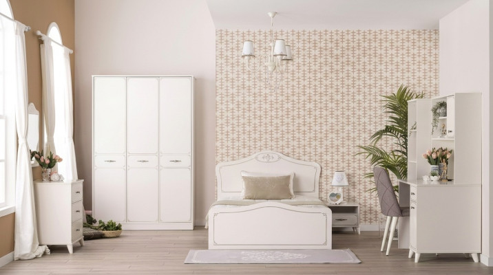 Compleet jeugdbed functioneel bed uittrekbaar set 8 delig hout wit
