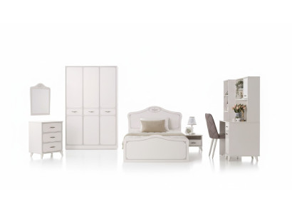 Compleet jeugdbed functioneel bed uittrekbaar set 8 delig hout wit