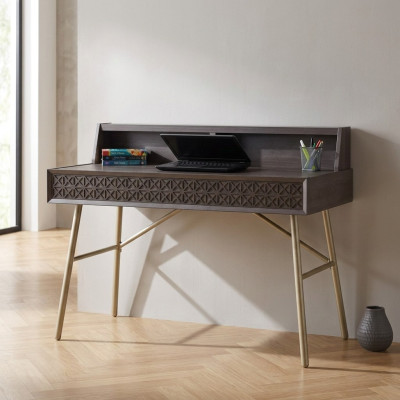 Computertafel Schrijftafel Hout Tafel Bureau Grijs Kinderbureau Luxe