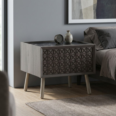 Slaapkamer nachtkastje nachttafel hout grijs kindernachtkastje luxe