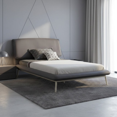 Bedframe Bed 100 cm Bed frame Upholstered bed Fabric Gray Youth bed