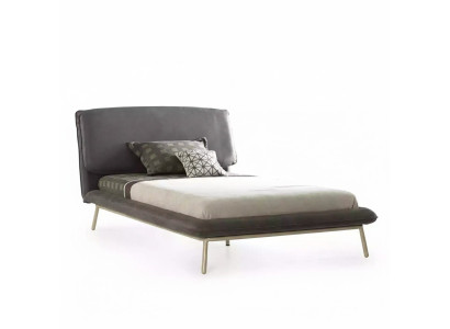 Bedframe Bed 100 cm Bed frame Upholstered bed Fabric Gray Youth bed