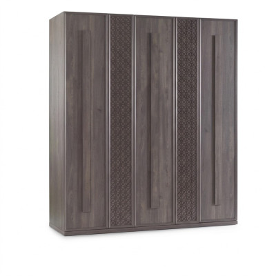 Luxe kledingkast kast houten kast meubels hout grijs 5-deurs design