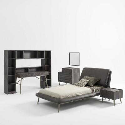 Compleet kinderbed bedframe bed kinderkamer set 7-delig hout grijs.