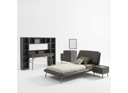 Compleet kinderbed bedframe bed kinderkamer set 7-delig hout grijs.