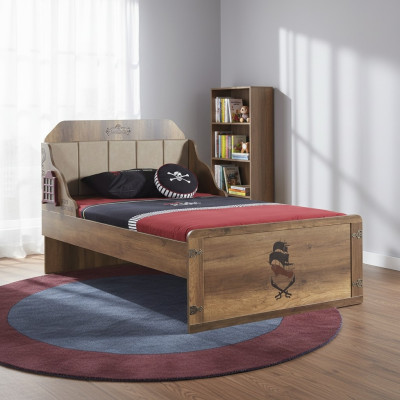 Bedframe Functioneel bed Uitschuifbare Piraat Bruin Hout Kinderbed Bed