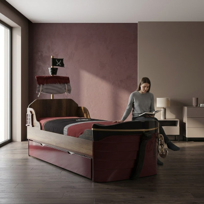 Functiebed piraat bedden kinderbed bed hout tienerbed bruin piraten