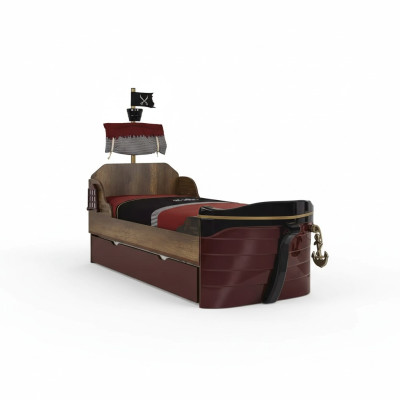 Functiebed piraat bedden kinderbed bed hout tienerbed bruin piraten
