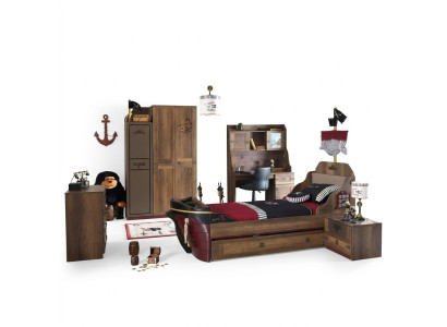 Kinderkamer Piratenbed Schip Kledingkast Tafel Dubbele bedden 5-delig