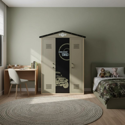 Kledingkast Houten kast Luxe kast Meubels Hout 3-deurs Ontwerp Groen