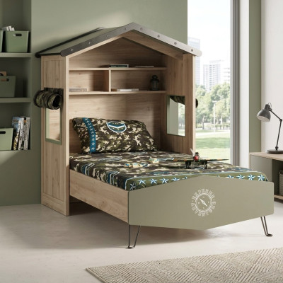 Ontwerp Bedframe Bed Hout Groen Jongens Kindmeubels Kinderbed Modern