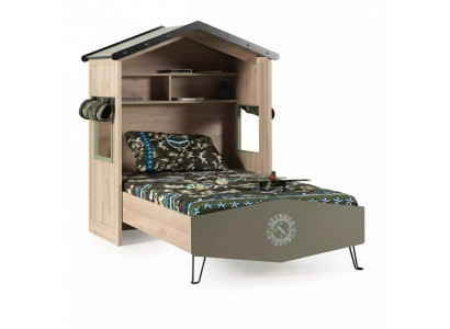 Ontwerp Bedframe Bed Hout Groen Jongens Kindmeubels Kinderbed Modern