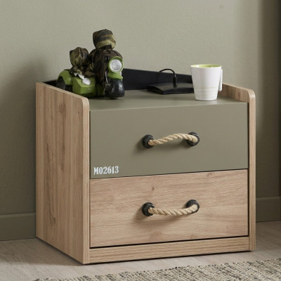 Nachtkastje Nachtkast Slaapkamer Hout Barun Kinder-nachtkastje Groen