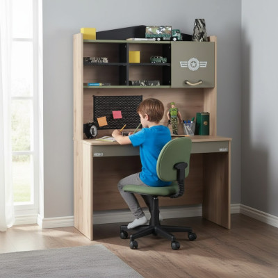 Garnituur Bureau Set Houten Tafel Boekenplank Groen Kinderkamer