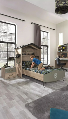 Bedframe Kindermeubel Set Kinderkamerset Bed Groen 4-dlg Hout