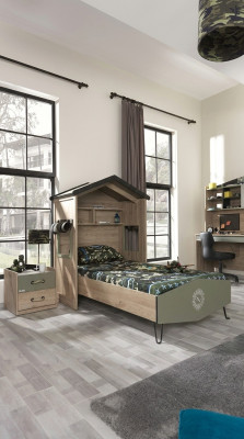 Bedframe Kindermeubel Set Kinderkamerset Bed Groen 4-dlg Hout