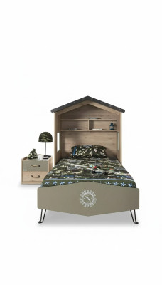 Volledige kindermeubels kinderbed bed hout groen set 2-delig nachtkastje
