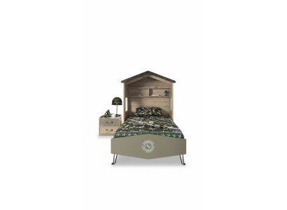 Volledige kindermeubels kinderbed bed hout groen set 2-delig nachtkastje
