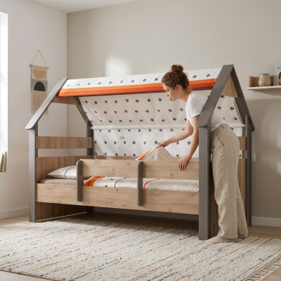 Kinderbed Bed Bedframe Kinderkamer Hout Bruin Bedden Kindermeubels