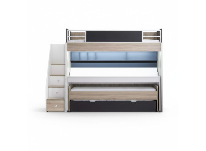 Luxe stapelbed Bed 3 slaapplaatsen multifunctioneel bed Houten hoogslaper Hout