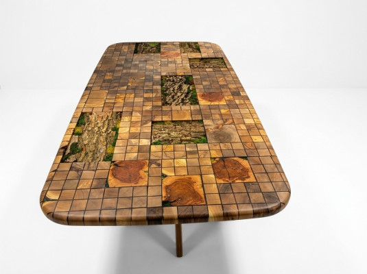 Eettafel epoxyhars eettafel mozaïek tafel 90 cm hout bruin nieuw