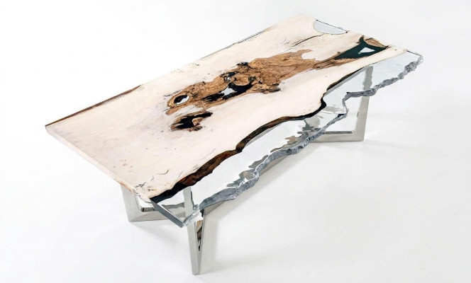 Eettafel Epoxyhars Keukentafel Eettafel Tafel 220 cm Hout Wit