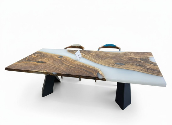 Grote eettafel Eettafel Epoxyhars eettafel Houten tafel Bruin