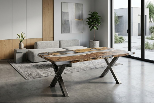 Keukentafel Eettafel Epoxyhars Eettafel Tafel 160 cm Hout Bruin