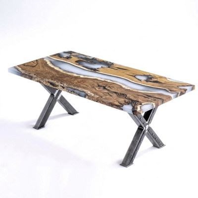 Keukentafel Eettafel Epoxyhars Eettafel Tafel 160 cm Hout Bruin