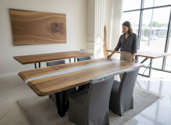 Eettafel Keukentafel Eettafel Epoxyhars Tafel 240 cm Hout Bruin