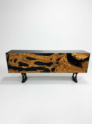 TV-standaard sideboard RTV laag dressoir woonkamer epoxyhars hout bruin