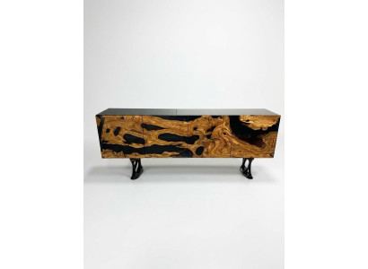 TV-standaard sideboard RTV laag dressoir woonkamer epoxyhars hout bruin