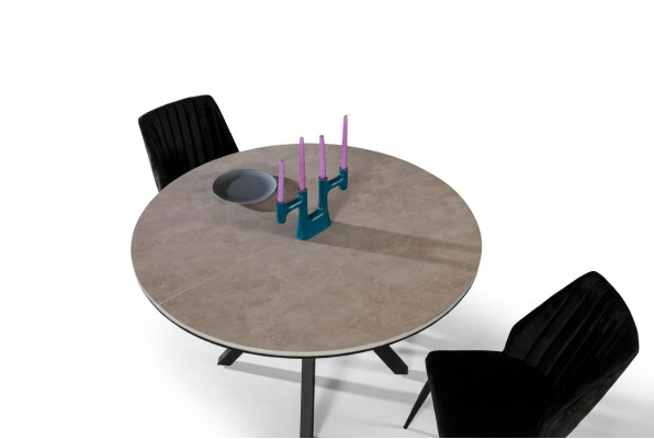 Uitbreidbare ronde eettafel Grijze houten eettafel Keukentafel Tafels