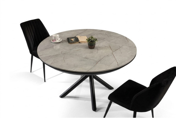 Eettafel Uitschuifbare eettafel Rond Keukentafel Hout Grijs Nieuw