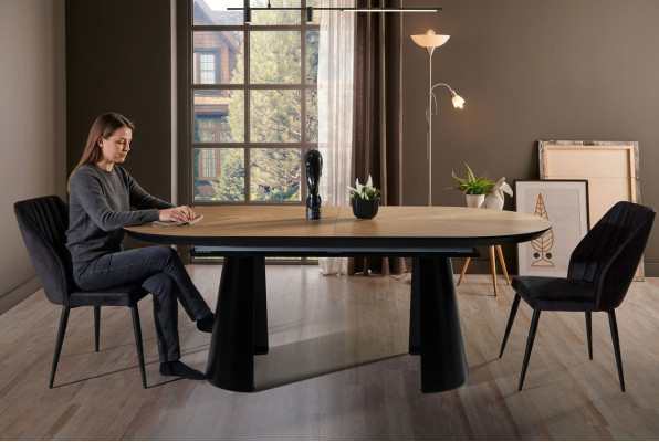 Eettafel Ovale eettafel Uitschuifbare keukentafel Hout Bruin