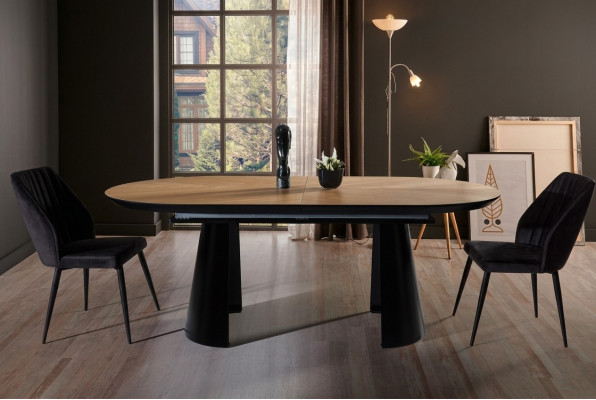 Eettafel Ovale eettafel Uitschuifbare keukentafel Hout Bruin