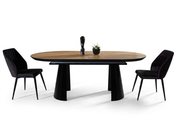 Eettafel Ovale eettafel Uitschuifbare keukentafel Hout Bruin
