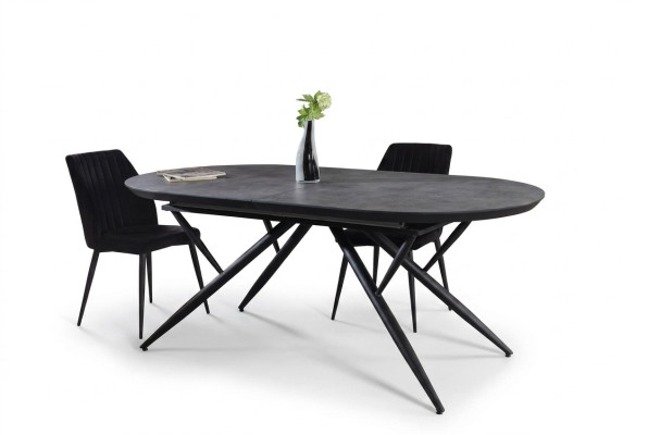Ovale eettafel Uitschuifbare eettafel Grijze houten eettafel Groot