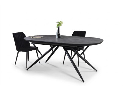 Ovale eettafel Uitschuifbare eettafel Grijze houten eettafel Groot
