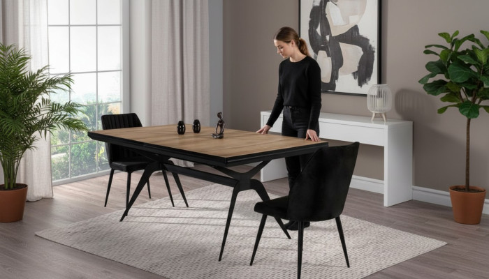 Luxe eettafel Uitschuifbare design eettafel Hout Bruin Tafel