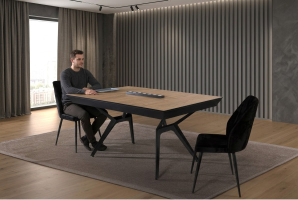 Keukentafel Eettafel Uitschuifbaar Design Luxe Hout Bruin Tafel