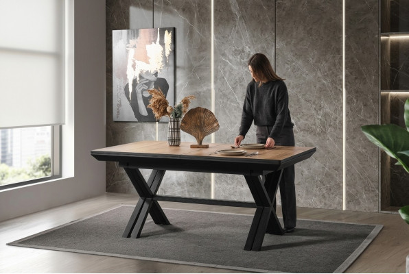Grote tafel, conferentietafels, eettafel Uitschuifbare houten bruin XXL