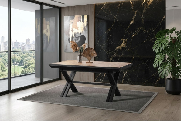 Grote tafel, conferentietafels, eettafel Uitschuifbare houten bruin XXL