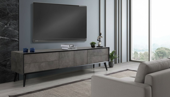 RTV Lowboard TV-standaard Woonkamer Grijs Hout Dressoir Tafel Modern