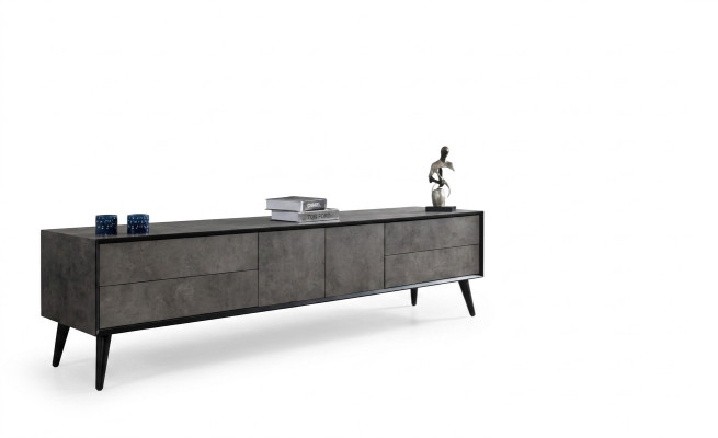 RTV Lowboard TV-standaard Woonkamer Grijs Hout Dressoir Tafel Modern