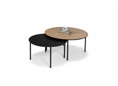 Salontafel Koffietafel Groep Bijzettafel Zwart Set Bruin Hout 2-delig